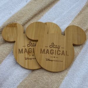 Disney Bamboo Mickey Mouse Coasters - Natural Brown